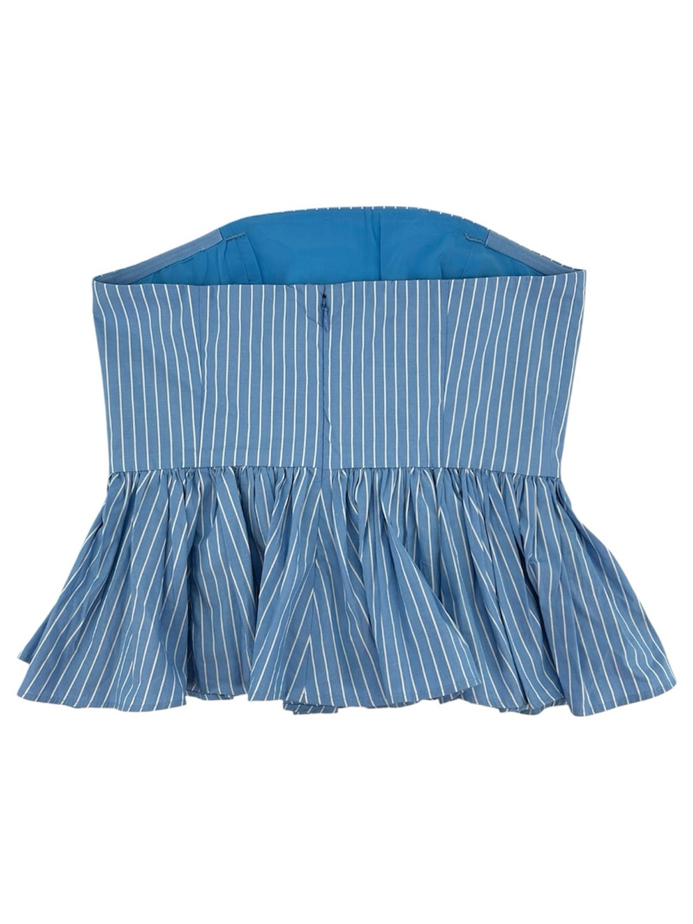 NWT J. Crew Strapless Peplum Top in Stretch Cotton Poplin-Blend Stripe Size 2 - Picture 5 of 11